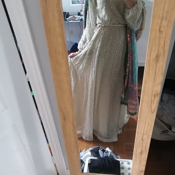 Hand Sewn Delicate Beaded Dress Long Sleeve Size Small - Picture 10 of 11